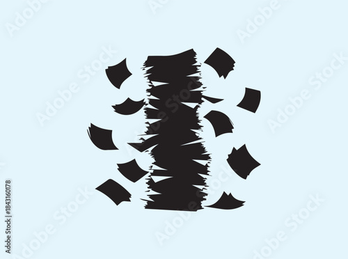 Workload Pressure Visualized by Collapsing Paper Stack Silhouette Illustration
