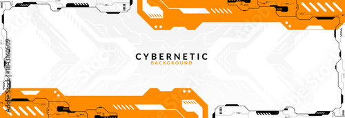 Modern Futuristic Tech Frame Background with Orange Accents