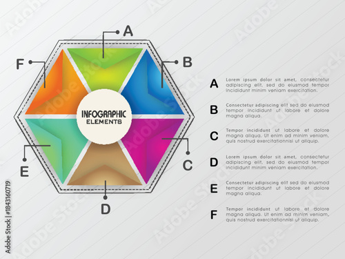 creative colorful infographic elements in hexagon shape for business purpose