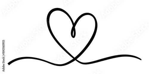 Hand drawn heart continuous one line drawing. love sign, symbol, heart shape