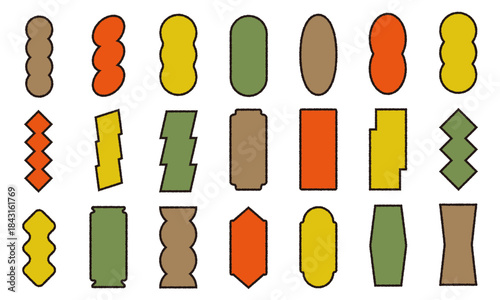 秋色の縦書き小見出し用フレームひとそろい