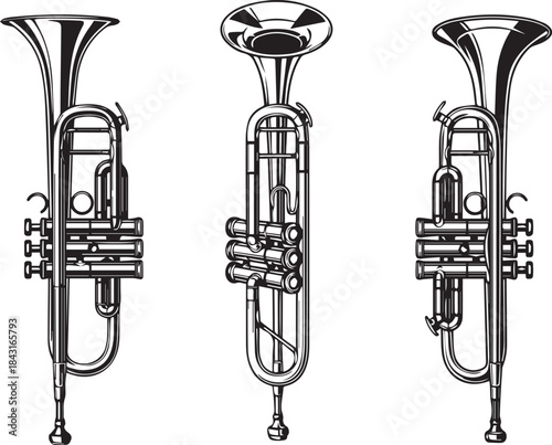 Illustrated Trumpet Collection in Black and White Design