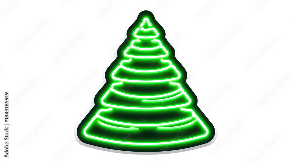 Fototapeta premium Neon Green Christmas Tree Sign for Festive Holiday Decoration