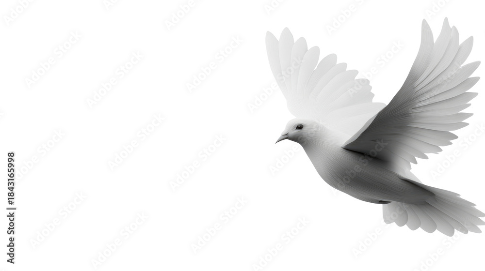 Fototapeta premium Elegant White Dove in Flight Against a Clean Black Background
