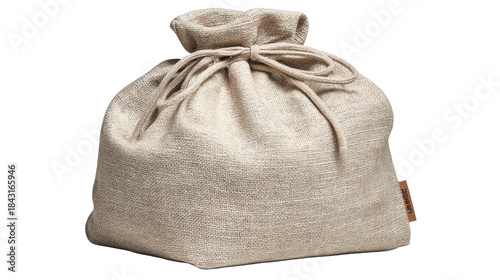 Natural Burlap Bag with Tied Closure for Eco-Friendly Packaging