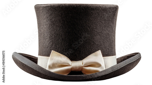 Classic Black Top Hat with Satin Bow for Formal Occasions