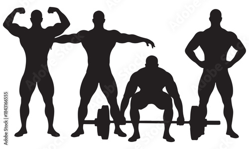 Group of people silhouettes vector illustration of sport, dance, fitness, and team exercise