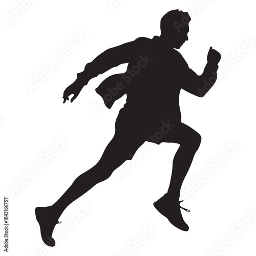Silhouette of a man running with determination and speed