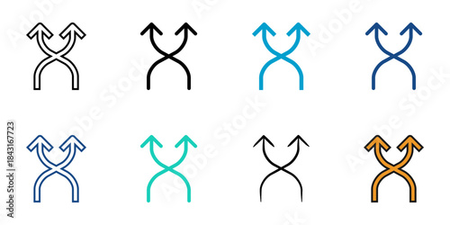 Shuffle icon set multiple style vector collection. Editable Stroke 
