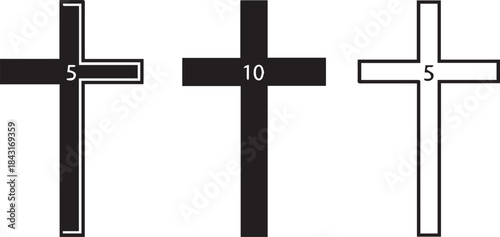 Three Crosses Symbols with Numbers for Religious Designs