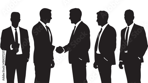 Businessmen Shaking Hands in Formal Attire Silhouette