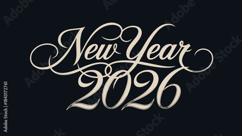 Elegant new year 2026 typography design on with gold text