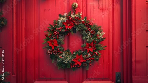 Christmas wreath door decoration renderings