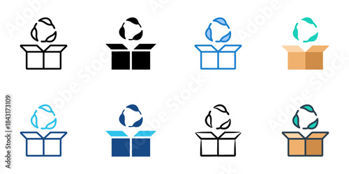 Eco packaging icon set multiple style vector collection. Editable Stroke 
