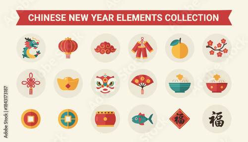 Chinese New Year festive icons collection