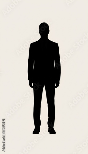 Male Silhouette in Suite and Dress Shoes Centered on Minimal Background