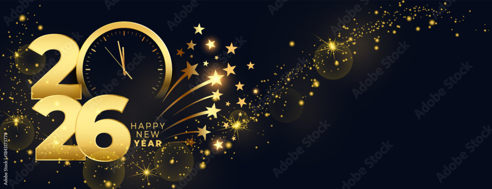 Naklejka premium decorative 2026 new year greeting banner design