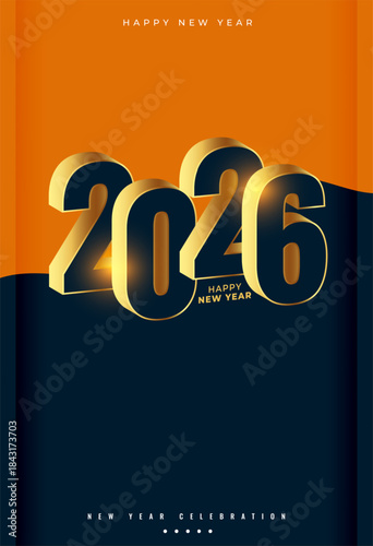 happy new year 2026 wishes card with light bunting
