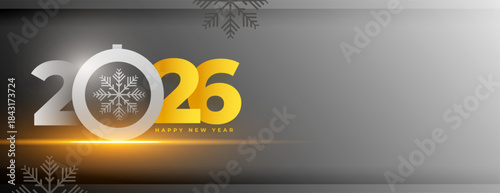 happy new year 2026 snowflake theme banner