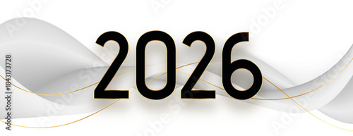 simple 2026 lettering wavy banner for new year event