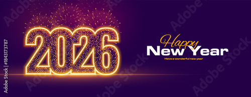 golden glittering 2026 happy new year banner