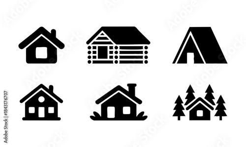 Simple house silhouette vector icon set illustration, easily editable.