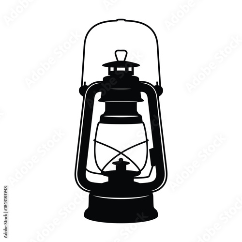 Vintage Kerosene Oil Lantern Silhouette Black Outline Design