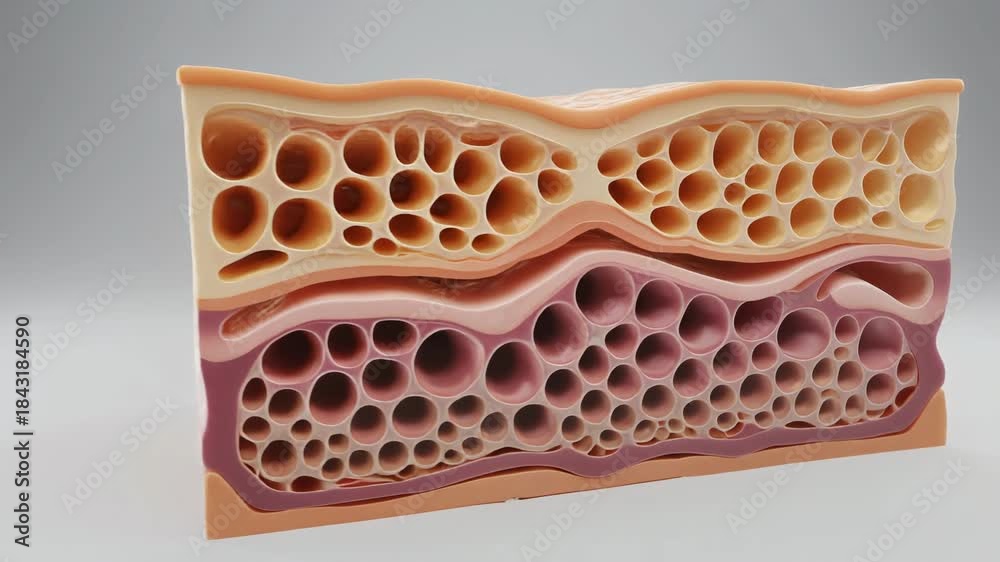 3D CGI Render of Human Skin Cross-Section Anatomy Stock ビデオ | Adobe Stock