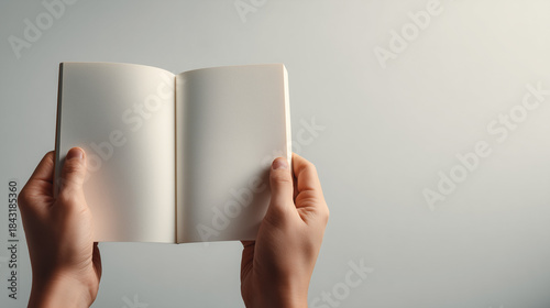 余白のある白紙のノートを手に持ちアイデアを書き始める前の瞬間