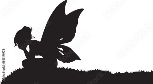 Magical Fairy Silhouette Blowing Star Dust – Fantasy Vector Illustration.