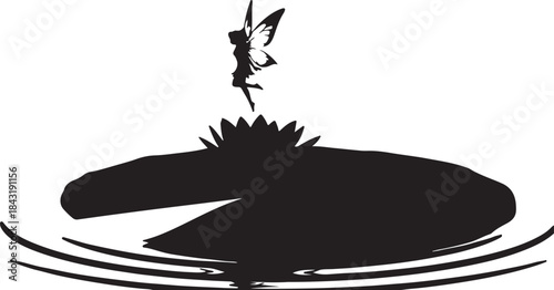 Enchanted Fairy Silhouette with Flower – Magical Fantasy Illustration.