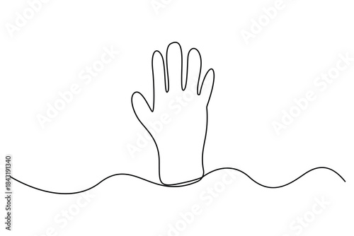 Continuous one line drawing of winter mittens minimalist outline illustration
