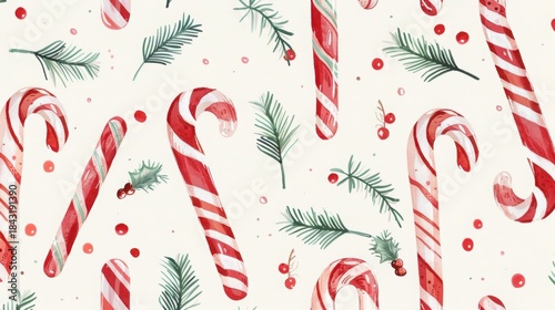 Hand-drawn Christmas candy cane pattern
