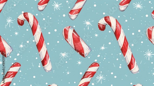 Hand-drawn Christmas candy cane pattern