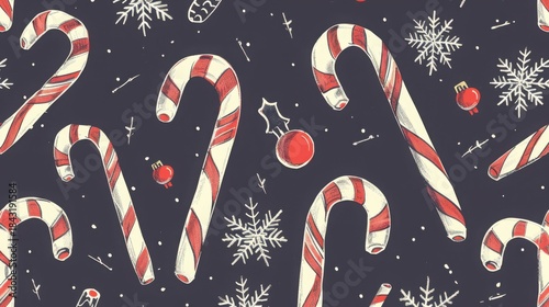 Hand-drawn Christmas candy cane pattern