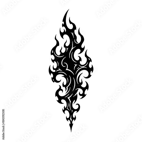 Abstract Black Tribal Flame Graphic Design Element Isolated