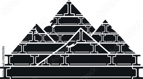 Silhouette of a multi level stepped pyramid structure