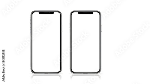 Smart phone mockup set blank isolated Transparent screen , PNG High quality Image device front view shadow Mobile phone app user experience UX or app UX