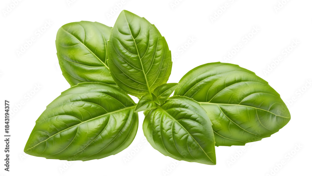 Fototapeta premium Fresh basil leaves isolated on transparent background