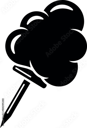 Silhouette of a pencil drawing a puff of smoke