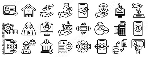 Social Engagement Icon Set Collection Outline Style. Vector illustration.
