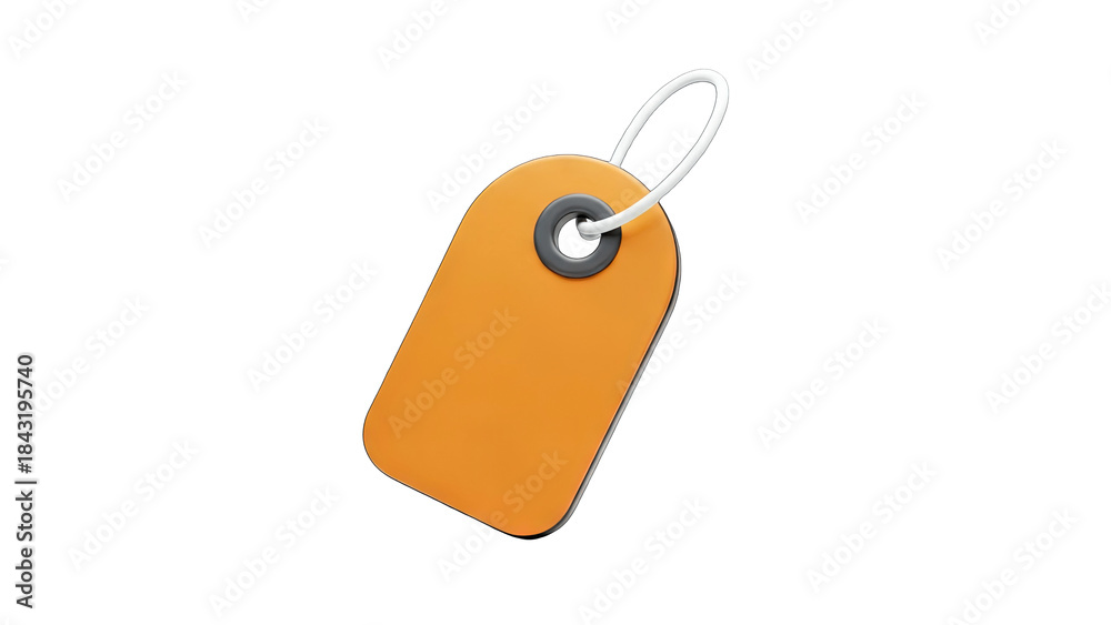 Fototapeta premium Orange Price Tag with String Isolated on White Background