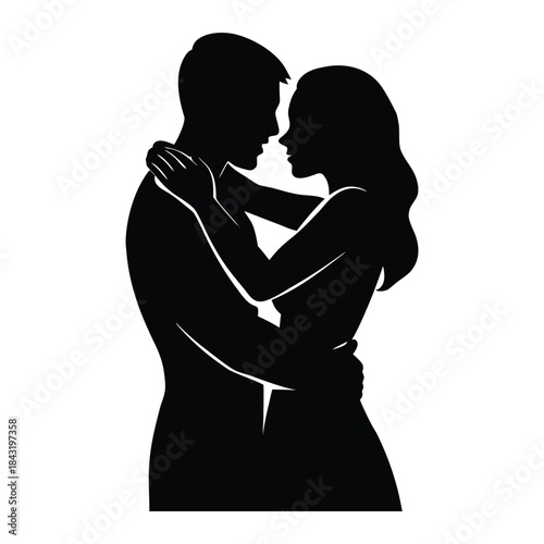 Couple Hugging Silhouette Romantic Embrace