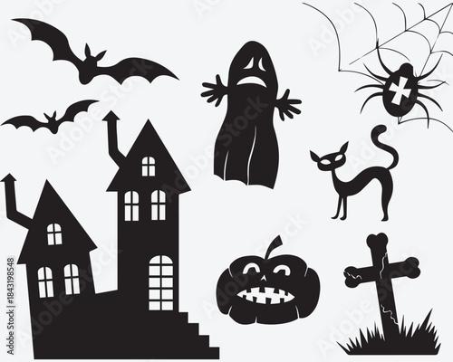 Haunted House And Bats Halloween