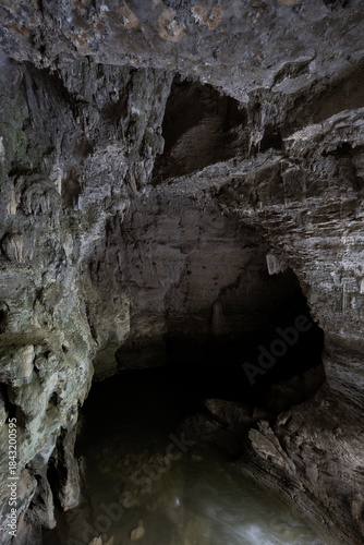View of underground stone cave.