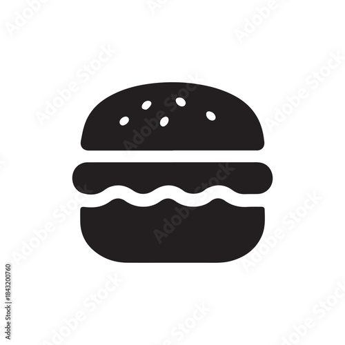 Simple black silhouette icon of a cheeseburger