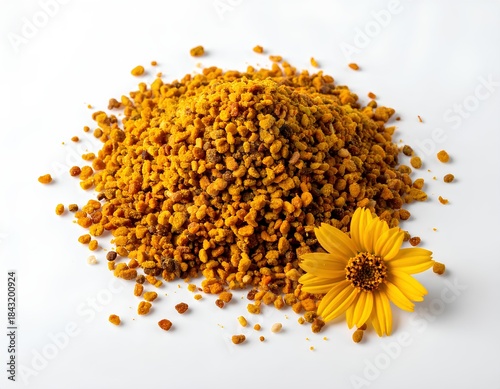 bee pollen grains isolated on white background  
