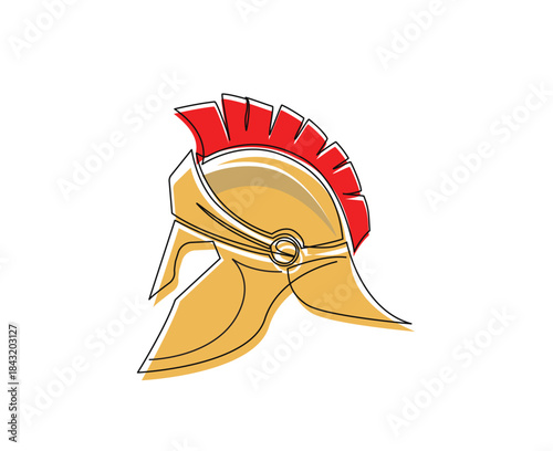 Gladiator helmet line art style illustration. Spartan headgear simple outline illustration.