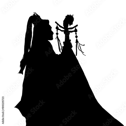 Mystical Man Holding Ritual Staff