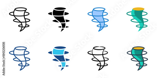Cyclone icon set multiple style vector collection. Editable Stroke 
